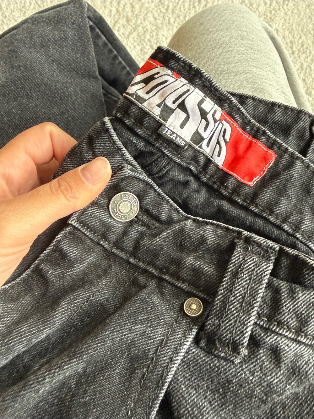 Jaded London Colossus Black Wide-Leg Jeans - High Waisted Casual Pants - Picture 5 of 8